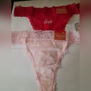 New 2 Pairs Woman Thong Panties NWT Love/and Pokdots/hearts (Valentines)? NWT XS